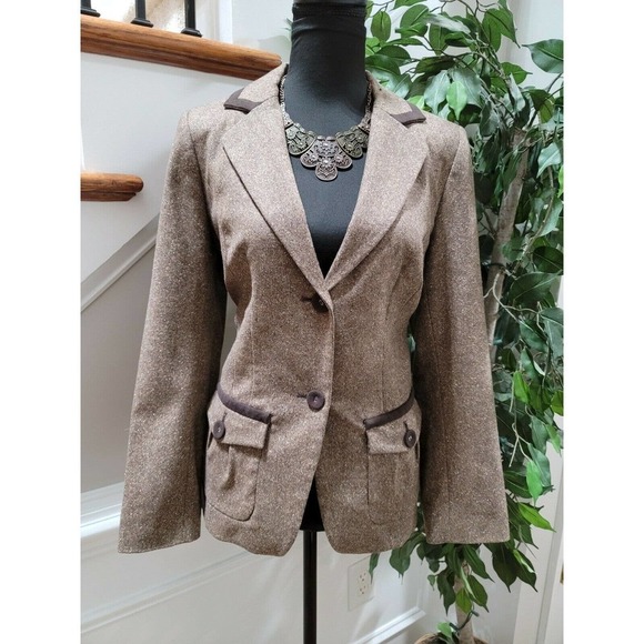 Pendleton Women's Brown Wool Single Breasted Two Buttons Fitted Blazer Size 10 - Picture 1 of 12